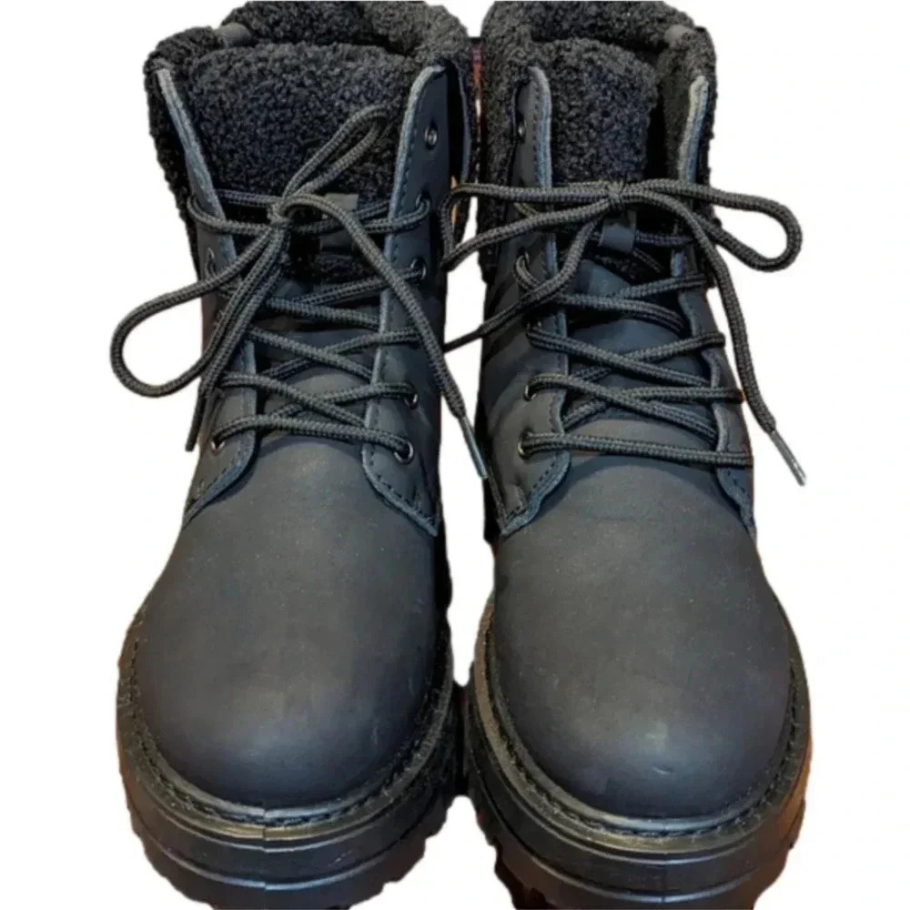LORD & TAYLOR Nicolette Faux Sherpa Combat Boot